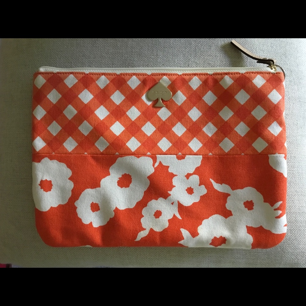 KATE SPADE EUC Multi-use Bag/Clutch Orange White Print